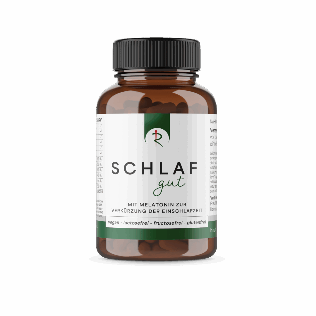 Produktbild Eigenmarke Schlaf gut Kapseln mit Melatonin zur Verkürzung der Einschlafzeit, für einen normalen Schlafzyklus